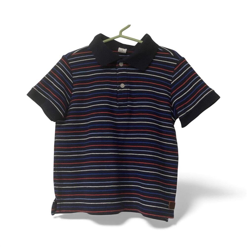 Janie & Jack Boys Striped Polo Shirt Size 5 Navy Multicolor Short Sleeve Preppy